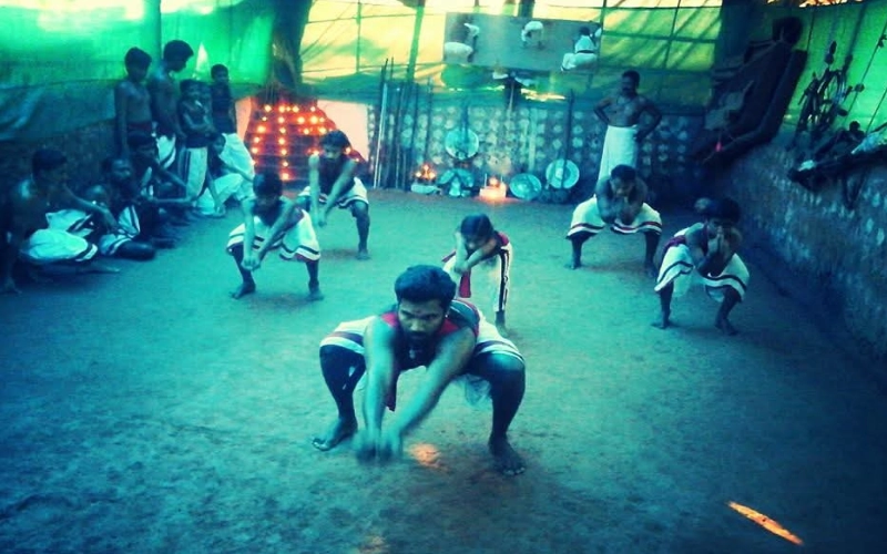 Traditional Kalaripayattu martial arts demonstration in Tellicherry